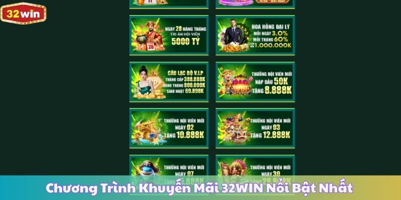Chương Trình Khuyến Mãi 32WIN Nổi Bật Nhất 